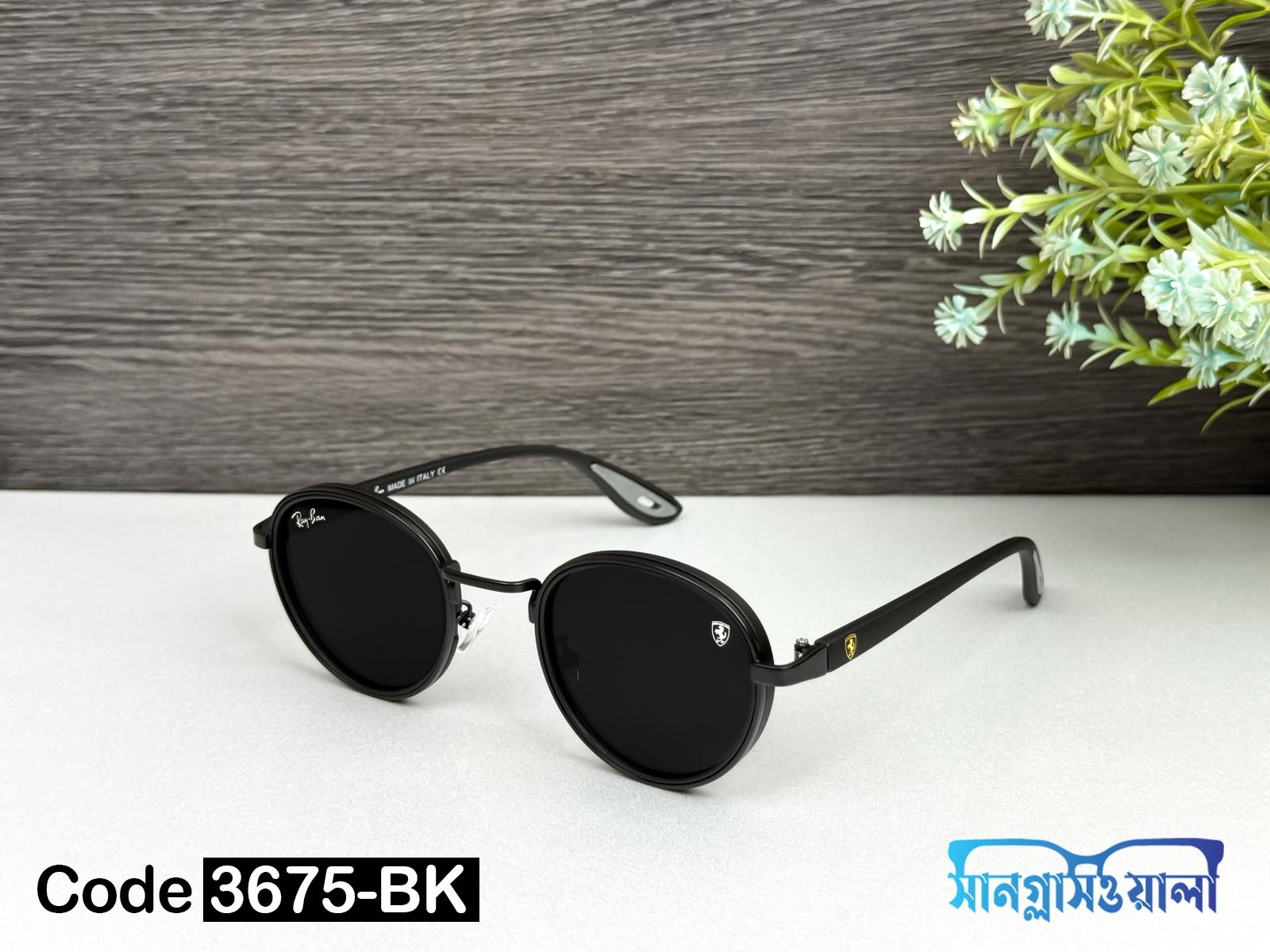 Rayban Round Shape Premium Sunglasses-3675 (3 colors)